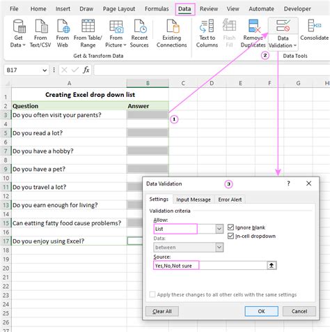 Create a Drop Down List in Excel